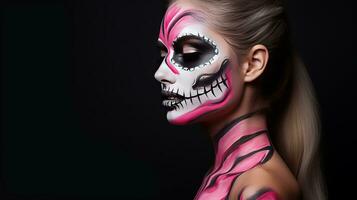 Beautiful model with halloween makeup photo
