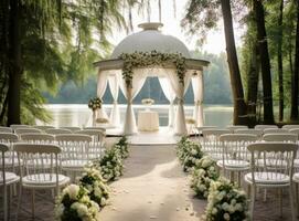 Wedding floral arc photo