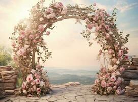 Wedding floral arc photo
