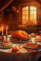 Thanksgiving day illustration poster photo