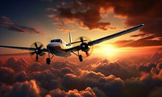 Airplane in sky background photo