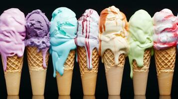 Colorful ice creams in row photo