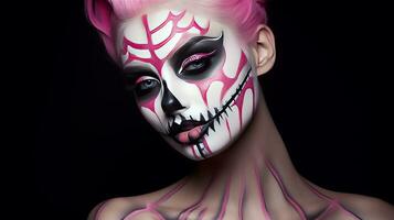 Beautiful model with halloween makeup photo