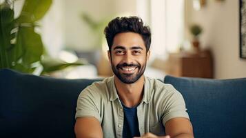 Smiling man in home photo