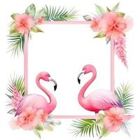 Watercolor flamingo frame isolated photo