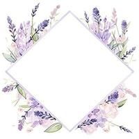 Romantic flotal  lavender watercolor frame photo