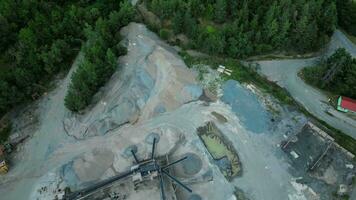 Aerial top down view backwards of a quarry video