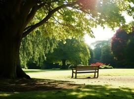 Bench under a tree in sydney park photo