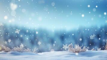 Blue Christmas background with snowflakes photo