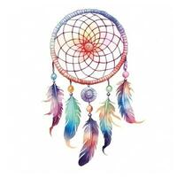 Watercolor dream catcher isolated photo