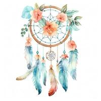 Watercolor dream catcher isolated photo