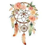 Watercolor dream catcher isolated photo