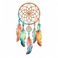 Watercolor dream catcher isolated photo