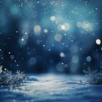 Blue Christmas background with snowflakes photo