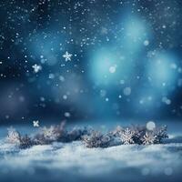 fondo azul navidad con copos de nieve foto