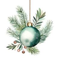 Watercolor Christmas ball isolated photo