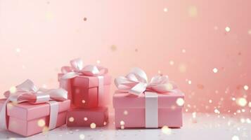 Pink Christmas boxes background photo