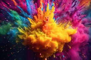 Holi multi colored paints. technology. photo