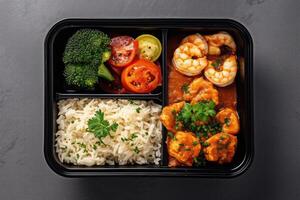Food in the boxes. Proper nutrition. technology. photo
