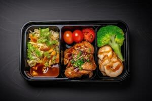 Food in the boxes. Proper nutrition. technology. photo