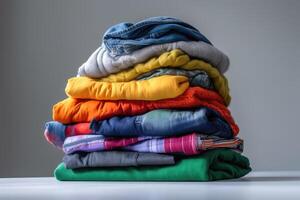 Lots of clothes on a white background. technology. photo