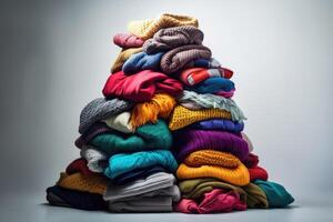 Lots of clothes on a white background. technology. photo