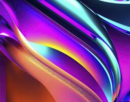 Futuristic abstract background with a blend of metallic and neon colors. AI Generated photo