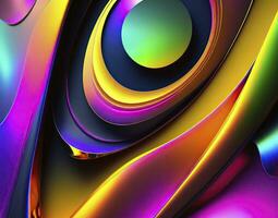 Futuristic abstract background with a blend of metallic and neon colors. AI Generated photo