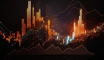 , stock market chart lines, financial graph on technology abstract background represent financial crisis, financial meltdown. Technology concept, trading market concept. photo