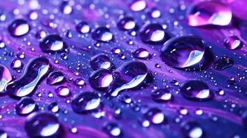 Generative AI, Lavender color. Texture of light violet purple gel with drops and waves on soft background. Liquid beauty product closeup photo