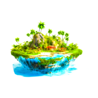 Floating island, edited of brown and green island Generative Ai png