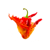 Elegant red chili pepper splash drop Generative Ai png