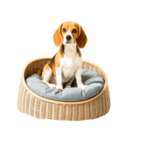 cane razza beagle cucciolo letto cuscino generativo ai png