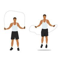 Man doing Jump rope.Skipping cardio exercise. vector