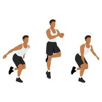 Man doing single or one leg hops or jumps exercise. vector