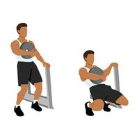 Man doing sissy squat exercise. vector