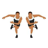 Man  doing side or lateral shuffles or hops skaters exercise. vector