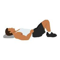 Man doing semi supine laying down or constructive rest position exercise. vector