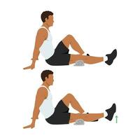 Man doing seated knee extensions exercise. vector