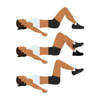 Woman doing pelvic tilt with marching exercise. vector