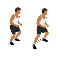 Man doing Resistance band side steps exercise. vector