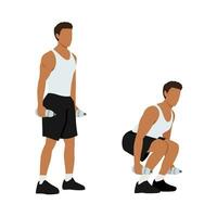 Man character doing Water bottle squats exercise. vector