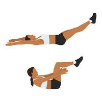 Woman doing Leg Raise and Reach Clap exercise. vector