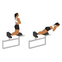 Woman doing glute ham raise exercise. Glute Ham Developer Back Extension. vector