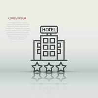 Hotel 3 stars sign icon in flat style. Inn building vector illustration on white isolated background. Hostel room business concept.