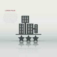 Hotel 3 stars sign icon in flat style. Inn building vector illustration on white isolated background. Hostel room business concept.