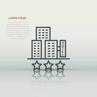 Hotel 3 stars sign icon in flat style. Inn building vector illustration on white isolated background. Hostel room business concept.