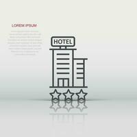 Hotel 3 stars sign icon in flat style. Inn building vector illustration on white isolated background. Hostel room business concept.