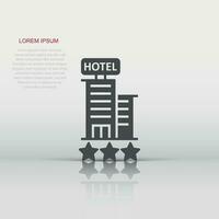 Hotel 3 stars sign icon in flat style. Inn building vector illustration on white isolated background. Hostel room business concept.