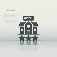 Hotel 3 stars sign icon in flat style. Inn building vector illustration on white isolated background. Hostel room business concept.